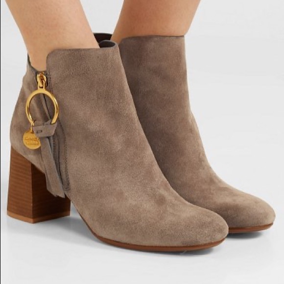 See By Chloe Shoes - SEE BY CHLOE Suede wood heel ankle boots & charms